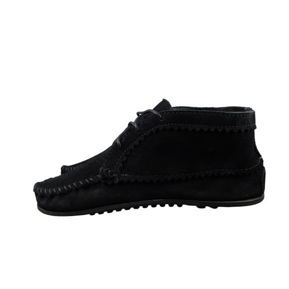 Minnetonka Shoes Womens 8 Moccasin Chukka Ankle Bootie Leather Black Lace Up - Picture 3 of 14